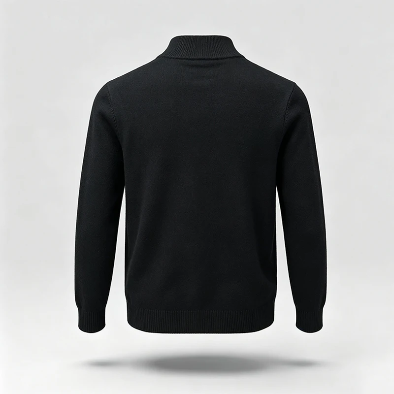Herren Klassischer Halbrollkragen-Strickpullover Langarm Gerippter Saum Glatter Bequemer Stoff Vielseitig Herbst Winter Büro Einfache Bluse – Detail 10