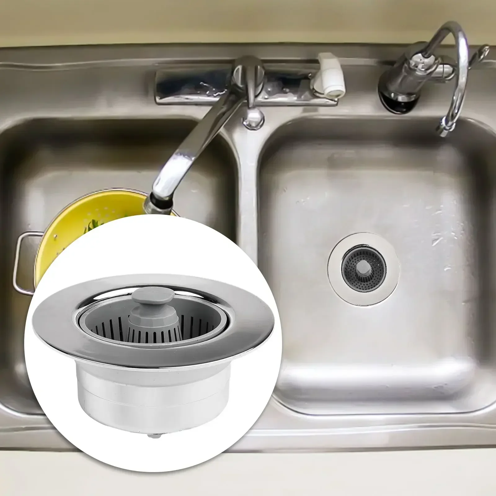1pc Kitchen Sink Filter Basket ABS Drain Strainer Sink Strainer Drain Basket Stopping Blockage Bouncing Core Leak-proof Plug