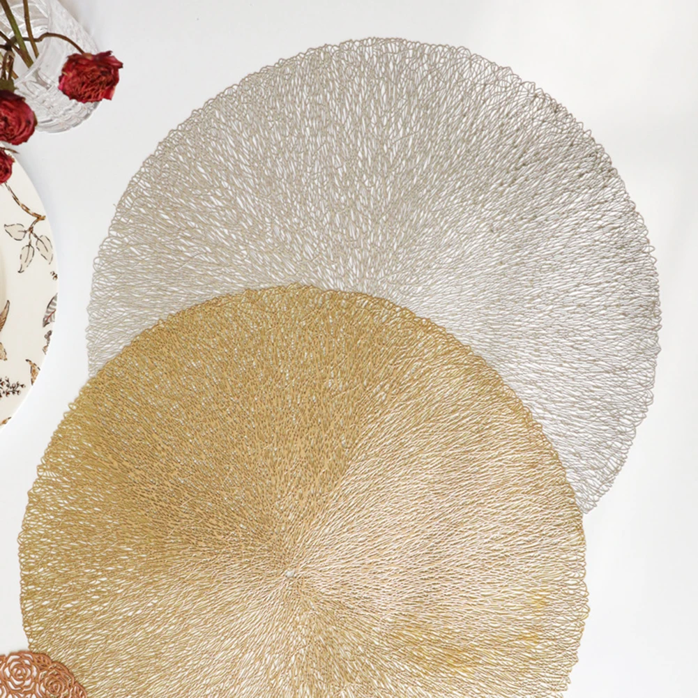 PVC Insulated Circular Placemats with Artistic Patterns Set of 6 for Enhancing Dining Experience in Various Settings