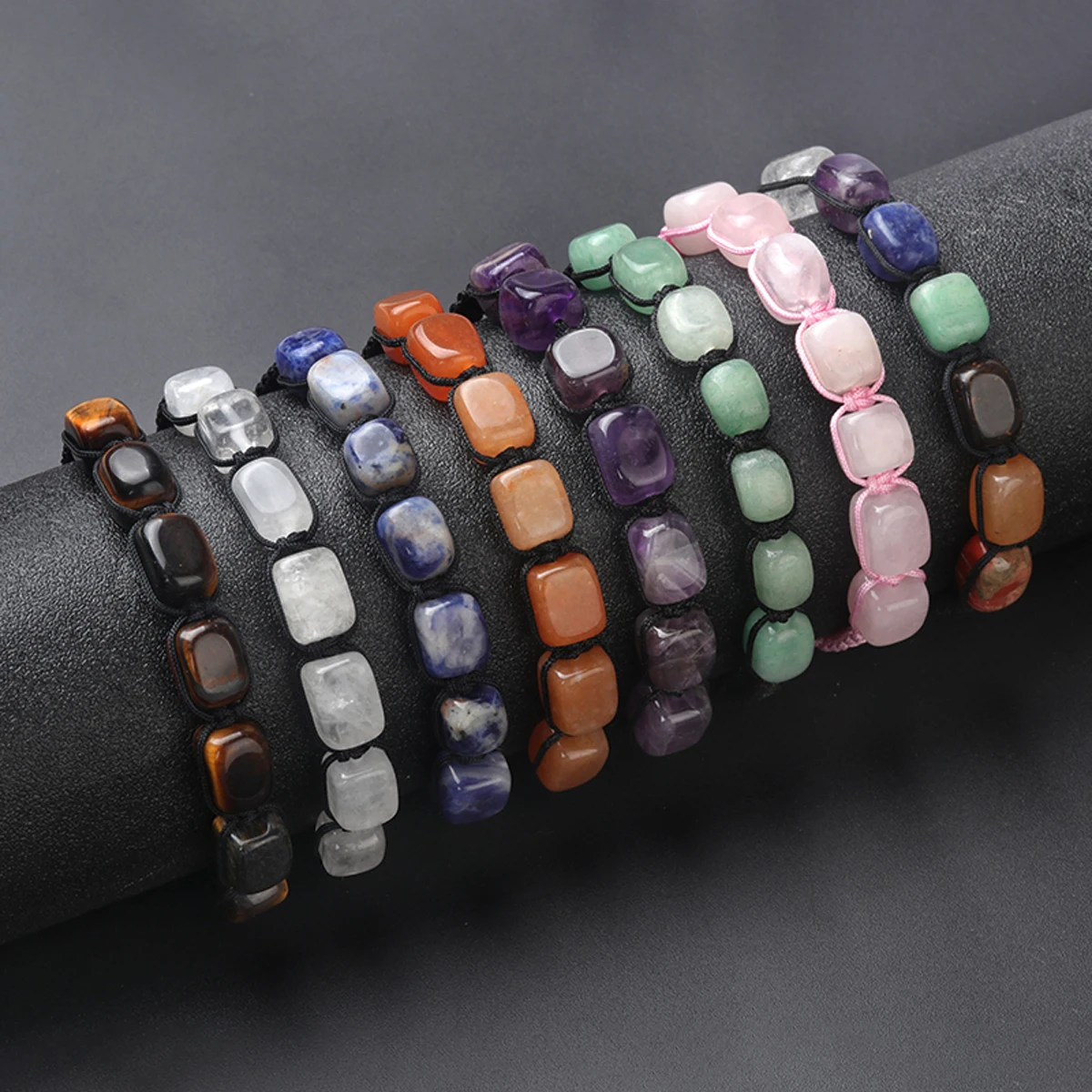 مربع الخرز 7 شقرا العلاج كريستال سوار اليوغا حجر قابل للتعديل سوار التأمل الاسترخاء القلق المرأة سوار #4