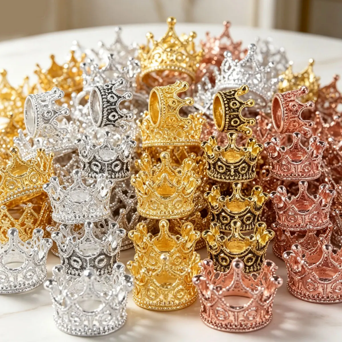 30pcs Mini Alloy Crown Figurines – Perfect Christmas DIY Ornament Set for Architectural Scenes, Home Decor & Holiday ZSY