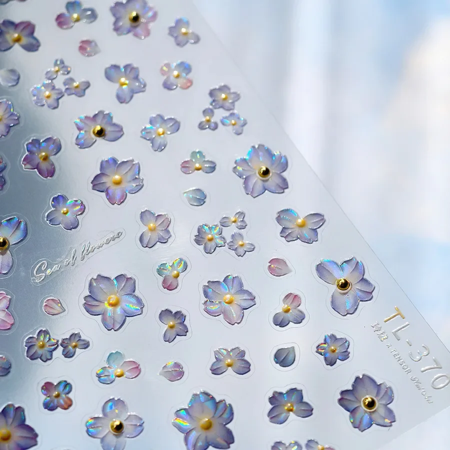 Oosterse blauwe en witte porseleinen nail art sticker delicate gouden overzicht bloemen nail art Chinese vintage keramische manicure sticker