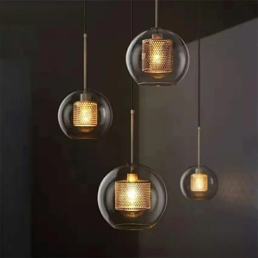 Nordic Retro Glass Chandelier Lights Suspendu Hanglamp Living Room Loft Industrial Design Bar Kitchen Lamparas Lustres Pendentes