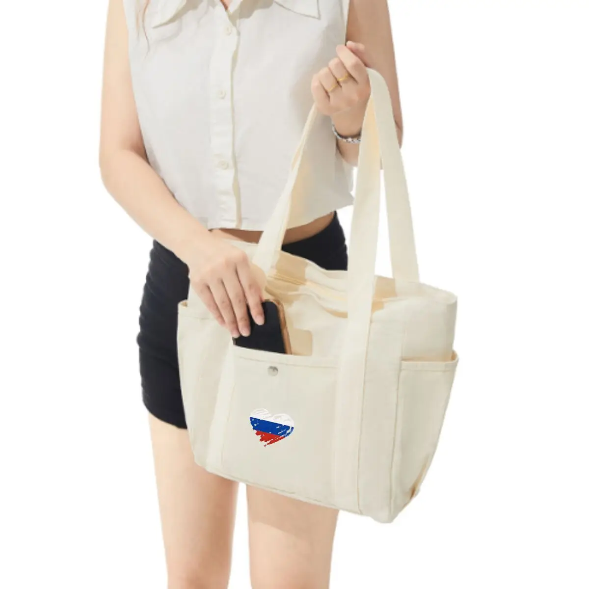 Heart - Shaped Flag Love Shoulder Bag Large Capacity Daily Commuter Casual Handbag