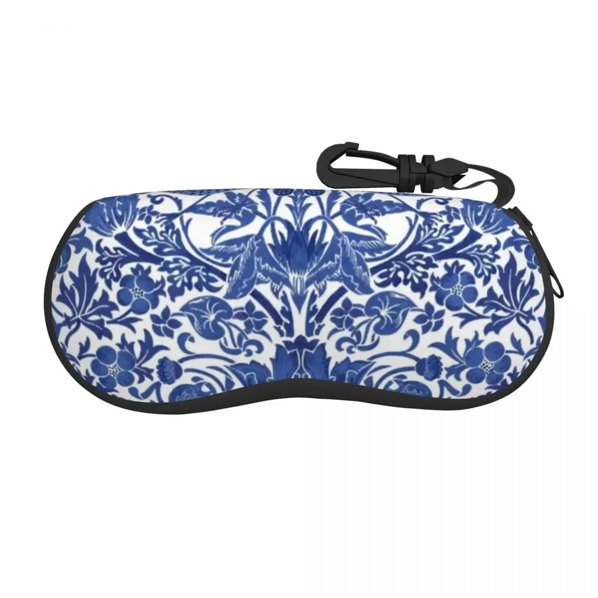 Porcelain Blue Oriental Bird Pattern Sunglasses Soft Case Neoprene Zipper Chinoiserie Shell Eyeglass Case Custom Protective Box