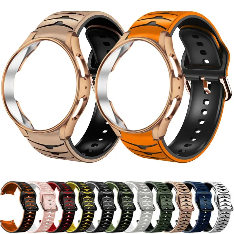 

No Gaps Band For Samsung Galaxy Watch 4/5/6 40mm 44mm 4/6 classic 43 46 47mm Silicone Bracelet Galaxy 5 Pro 45mm Case+Strap 20mm