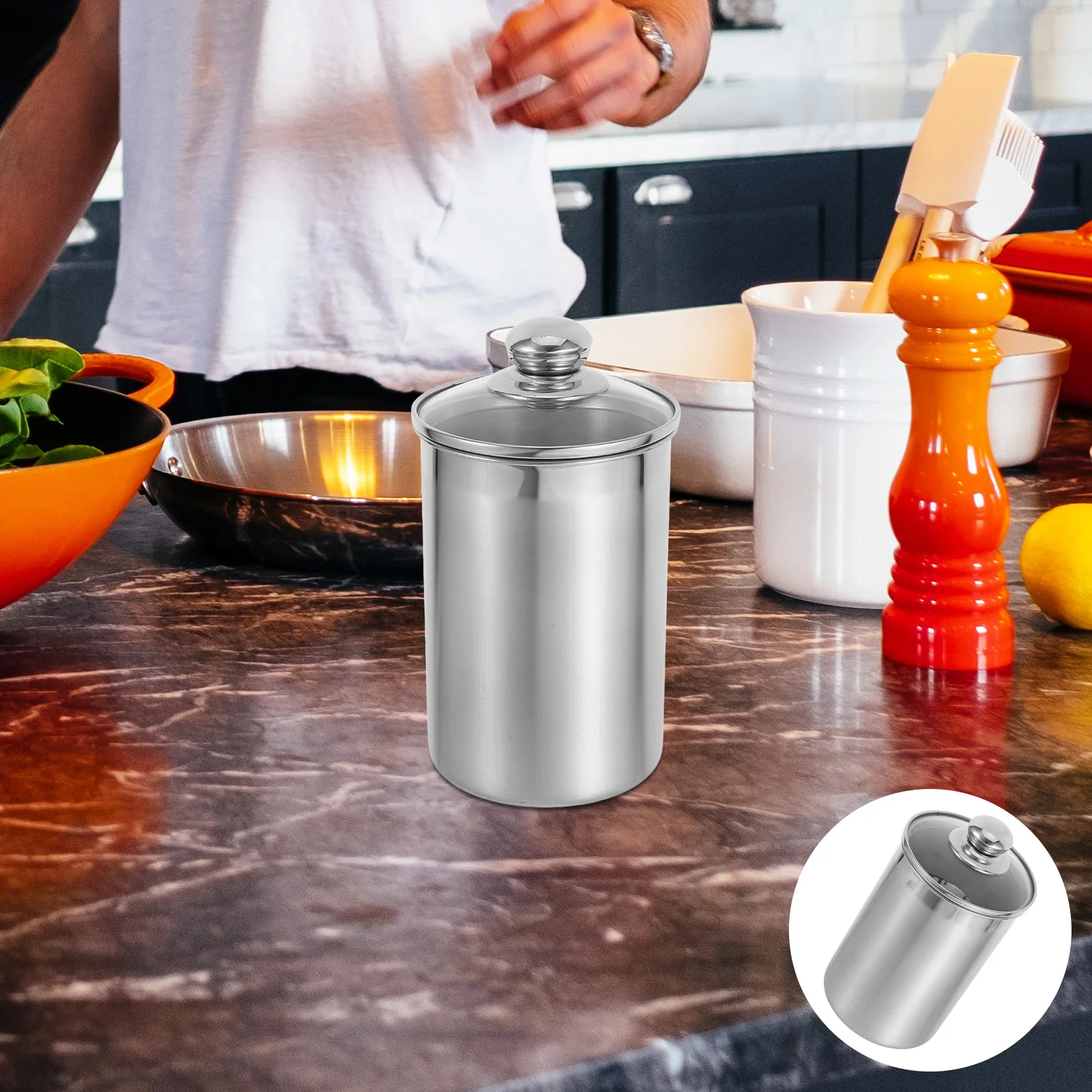 

Stainless Steel Sealed Food Storage Canister 1750ml Rustproof Airtight Biscuit Coffee Sugar Snacks Container for Kitchen Pantry