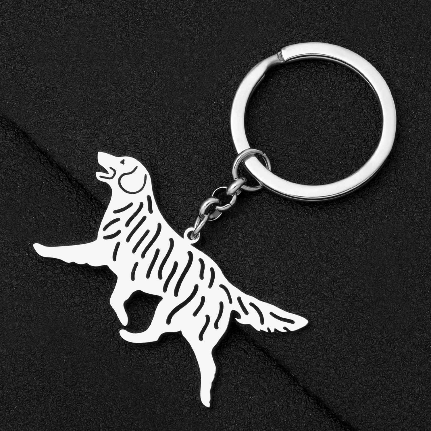 Bonsny Stainless Steel Gold-plated Golden Retriever Dog Key Chain Keychains Keyring Bag Charms For Women Girls Gift