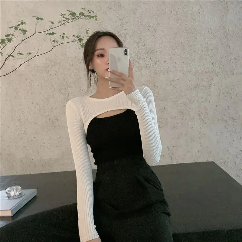 Long Sleeve T-shirts Women Sexy Y2k Girls Sun-proof Crop Tops Temperament French Style All-match Cozy Spring Summer Harajuku New