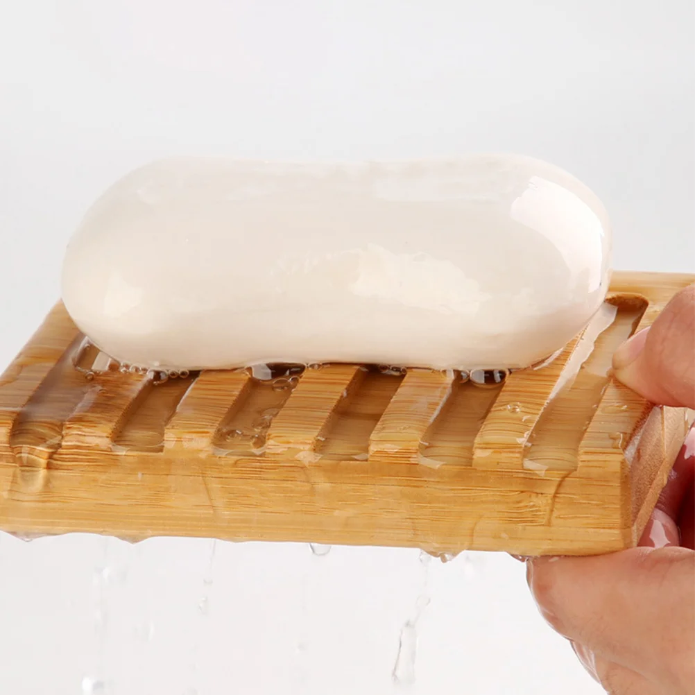 Bamboo Soap Dish Exquisite Holder Container Storage Tray Organizer Drain Rack Draining Bath