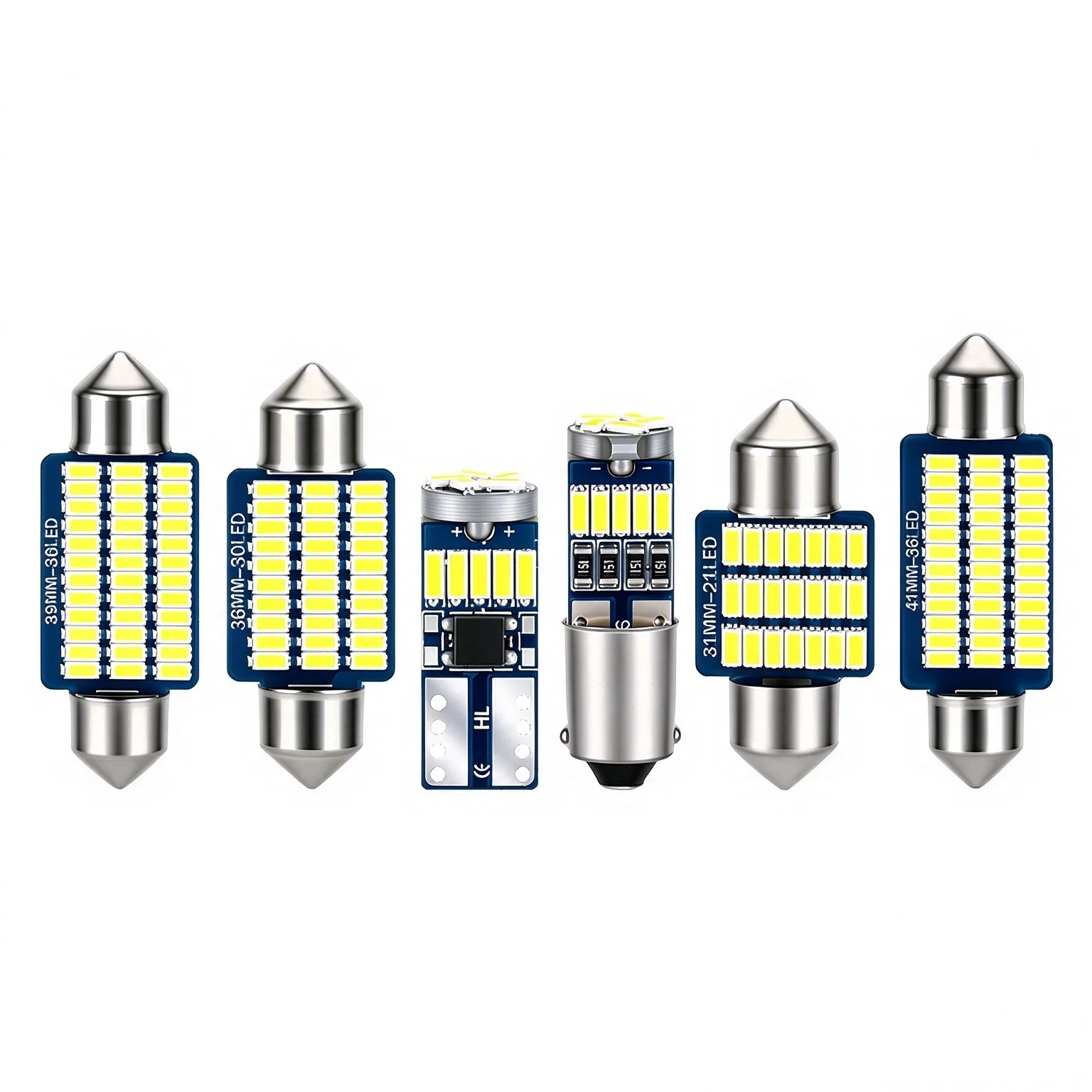 Festoon Car LED Interior Reading Light 6000K White W5W T10 31mm 36mm 39mm 41mm Auto Room Ceiling Dome Lamp Glove Box Light DC12V