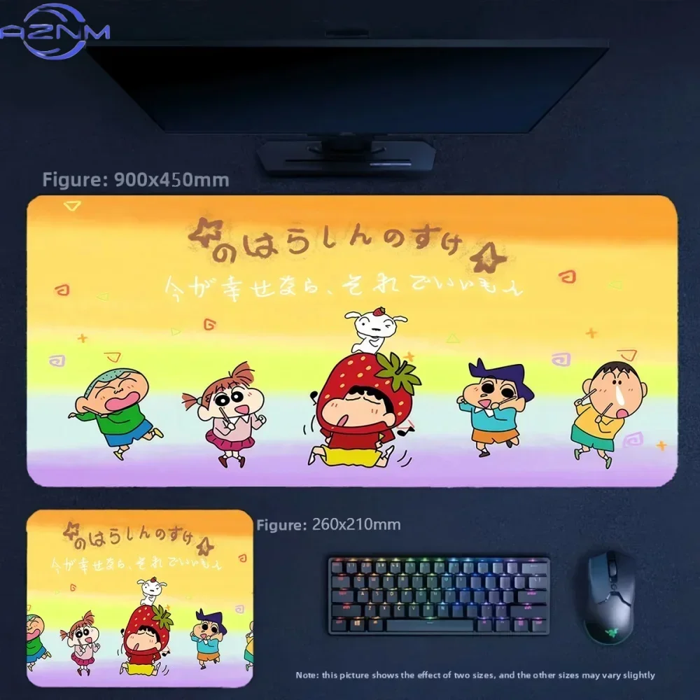 Anime Crayon Shin-chan Friends Sakura Shop Large Mousepad Rubber Non-Slip Gaming Desk Mat Keyboard Pad for Home Office Decor