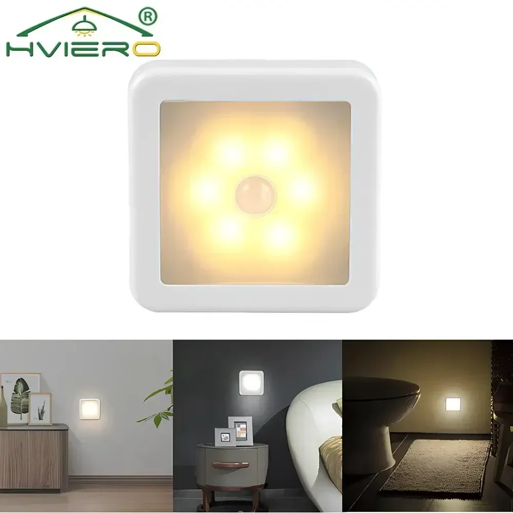 LED Night Light Smart Motion Sensor Battery USB Charging Operated Bedside Lamp Living Room Hallway Pathway Toilet Home Lighting