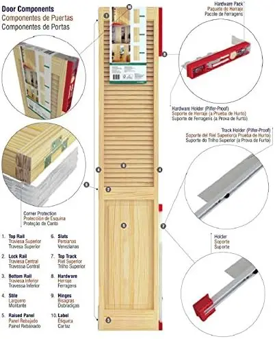 Pintu lemari, dua lipat, Louver Louver perkebunan prima putih (36x80)