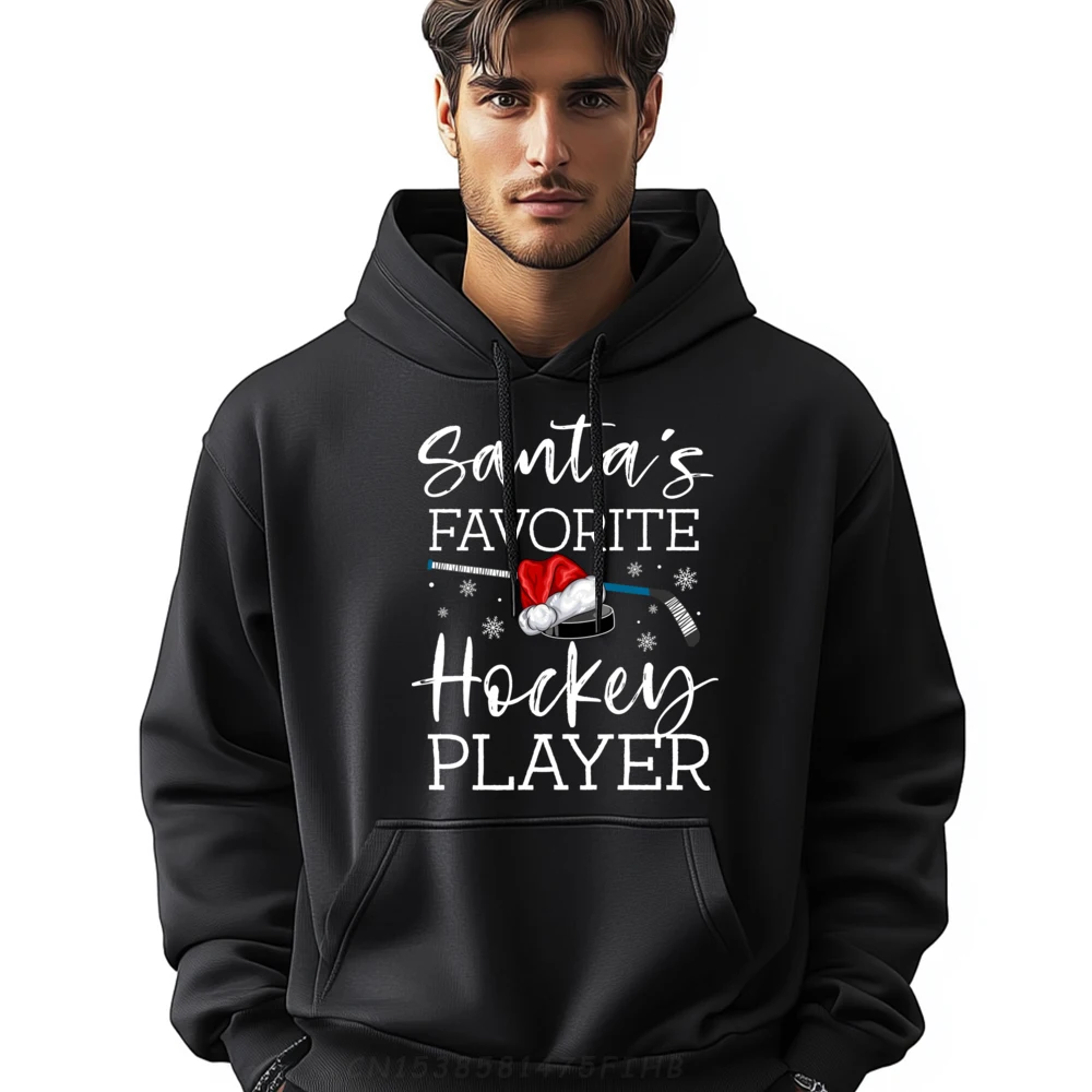 Santa Is Favorite Hockey Player Funny Pajama Christmas Mens Designer Hoodie Couples Men's Hoodie