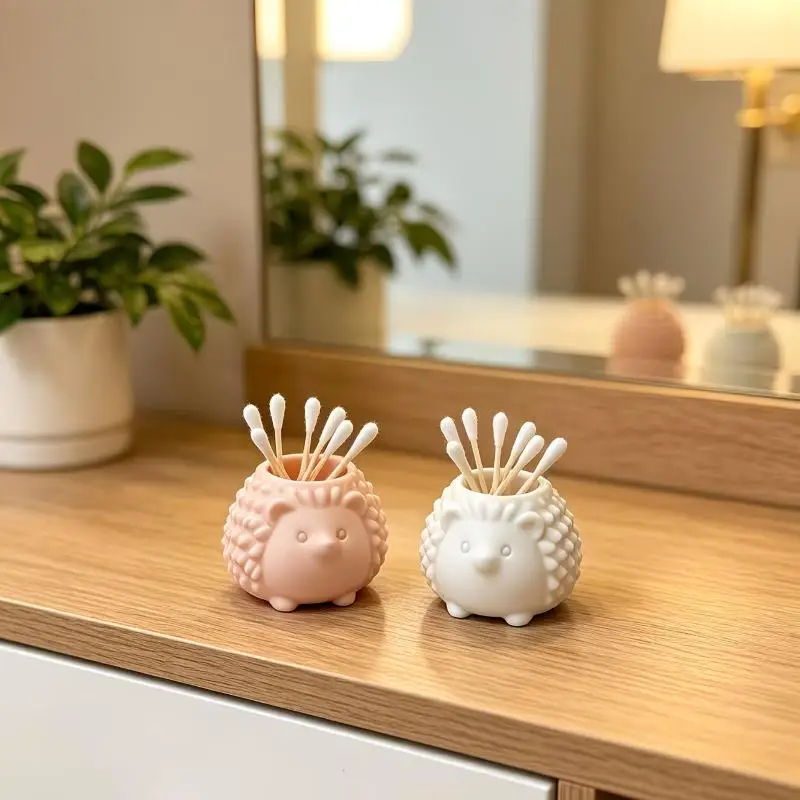 Hedgehog Shaped Multi-Purpose Storage Box - Cosmetic Organizer Floss Toothpick Pick Holder for Kitchen Dining Table