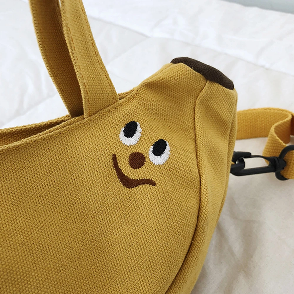 Cute Cartoon Shoulder Tote Bag Fruit Banana Apple Embroidered Canvas Ladies Crossbody Messenger Bags Women Mini Handbag Purse