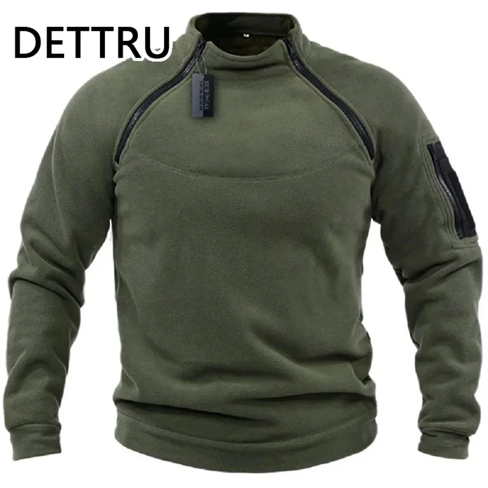 Outdoor Men's TacticalFleece Jacket Clothes Warm Zippers Pullover Men Windproof Coat Thermal Hiking Sweatshirt