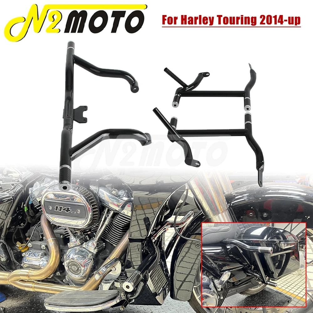 

For Harley Touring CVO Street Glide Road King Freewheeler FLRT FLHTK 14-24 Engine Guard Crash Bar Highway Saddlebag Tip Over Bar