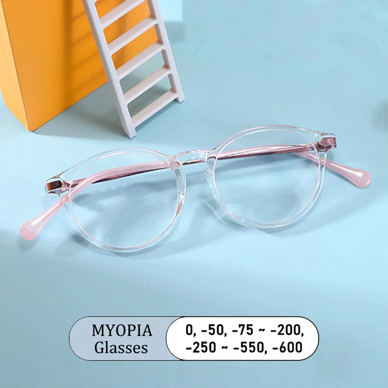 

New Boy Rice Nail Round Frame Anti Blue Light Prescription Myopia Glasses Girls Photochromic Shortsightedness Children Eyeglass