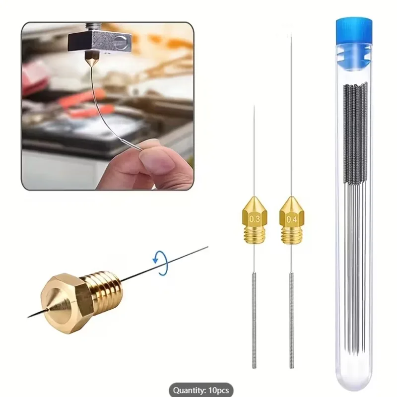 3D Printer Nozzle Cleaning Kit Stainless Steel Wiper Nozzle Cleaning Kit Suitable for Car Wiper Blades Gas Stove 1/2/5/10/20PCS