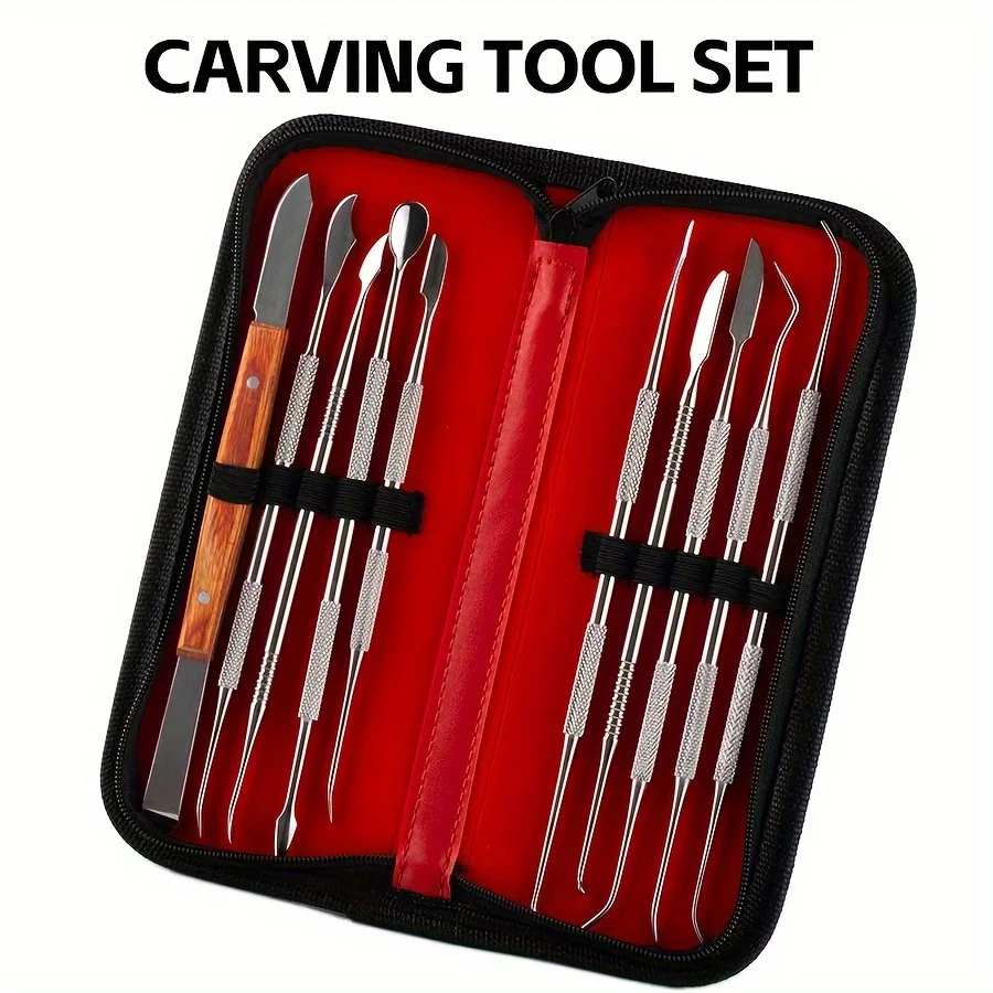 10PCS Stainless Steel Wax Carving Tools Kit with Storage Case, Dental Precision Carvers for Sculpting Pottery, Clay & Art Models