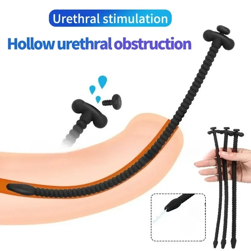 مجرى البول هزاز سيليكون الجوف لعبة استثارة القضيب القسطرة الحصان العين تحفيز السبر قضيب الكبار لعبة الجنس للرجال مثلي الجنس الاستمناء
