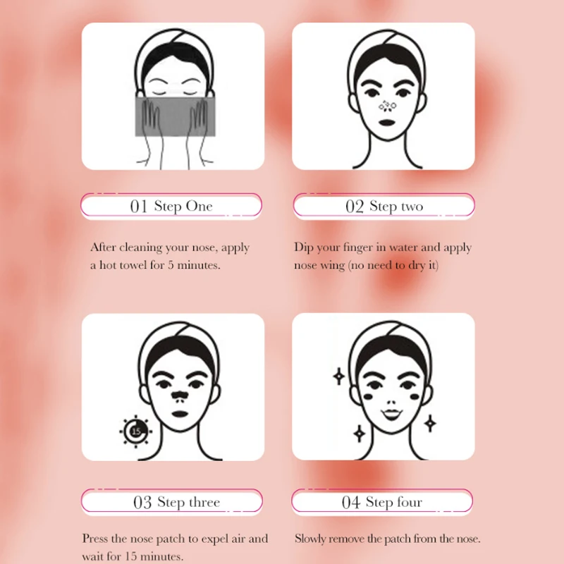 50 pezzi detergente naso naso punto peel off adesivo maschera per la rimozione di punti neri strisce nasali testa nera viso acne punti bianchi pori