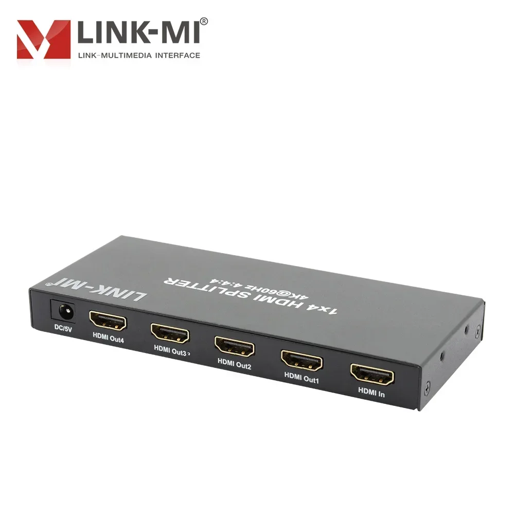 متوفر 1x4 4K لـ HDMI Splitter 18Gbps 4K60 هرتز 4:4:4 HDR HDCP 2.2 مقسم الفيديو ومحول لـ 4 شاشات Ultra HD 4 Out 4 بوصة