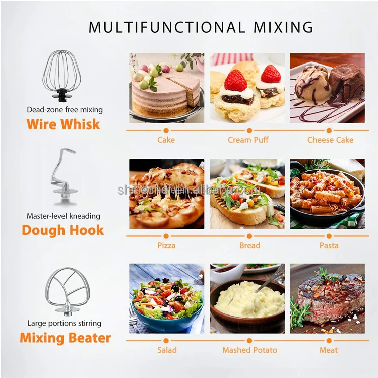 Hot Sale 7L Multifunction Stainless Steel Kitchen Blender Food Processor Stand Mixer Electric Power Source Mixing Bowl Included