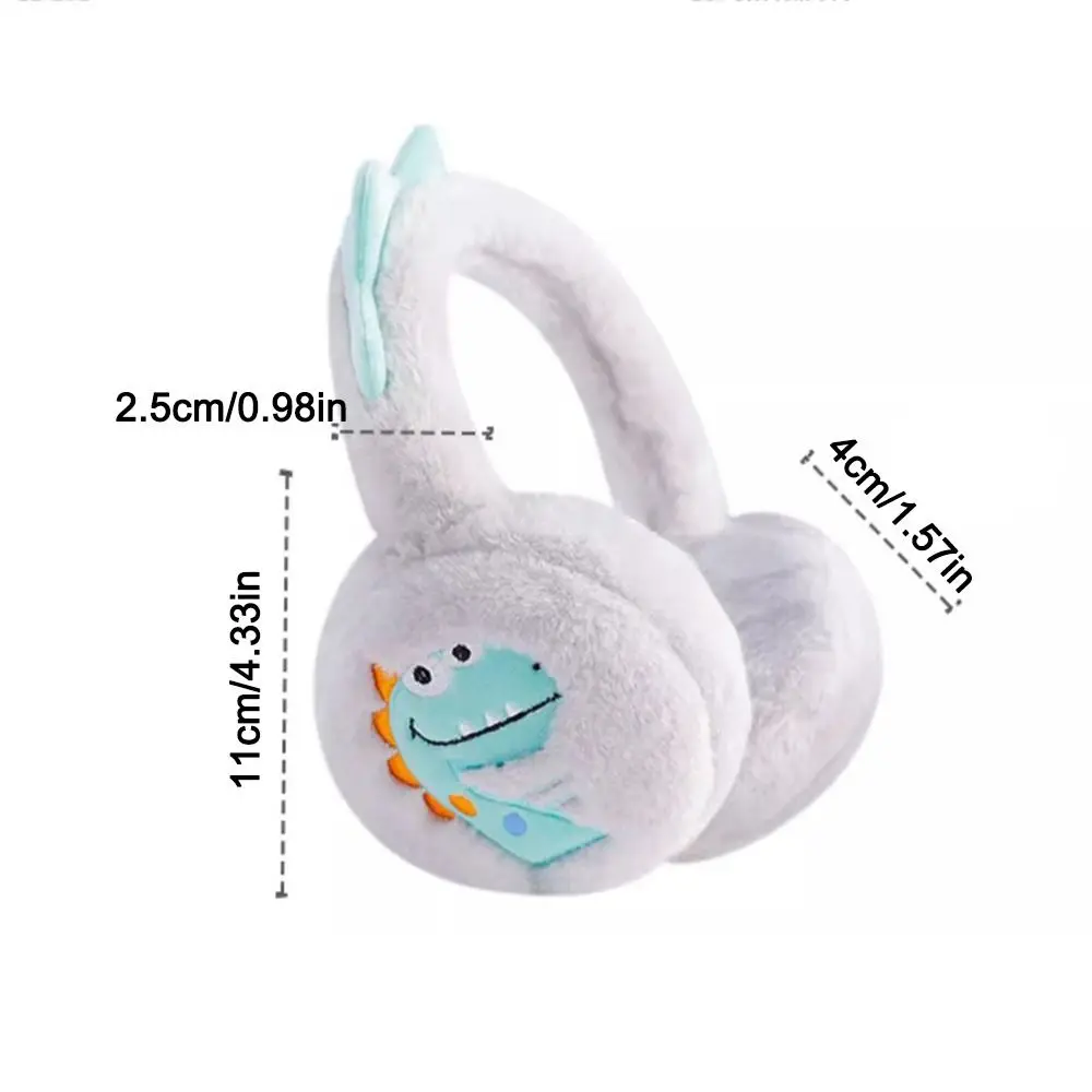 Aquecedor de orelha de pelúcia para crianças Little Dinosaur Cartoon Capa de orelha espessa macia e dobrável Earmuffs para crianças Presentes de moda