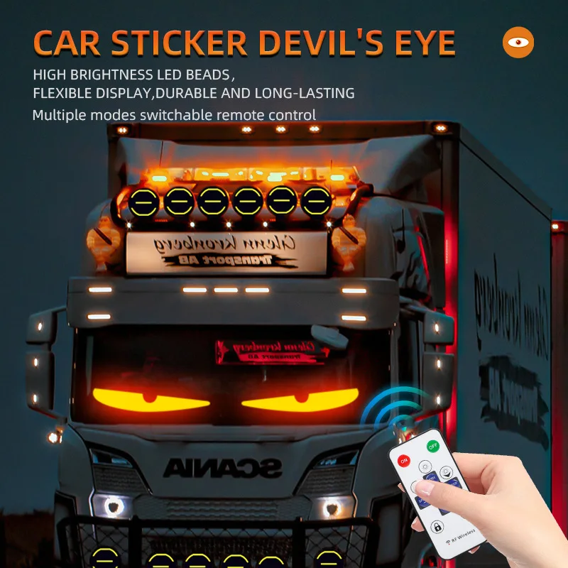 ZSQHET 200cm LED Truck Car Devil Eye Large Screen Animation Pattern Lighting Display For Windshield LED Pixel Panel Light