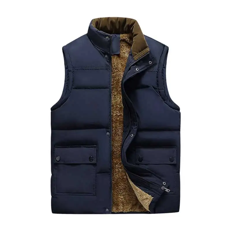 Plush Vest Winter Men High Quality Thick Vest Jacket For Men Warm Windproof Cotton Vest Jackets Men Casual Largo Size Coat Male