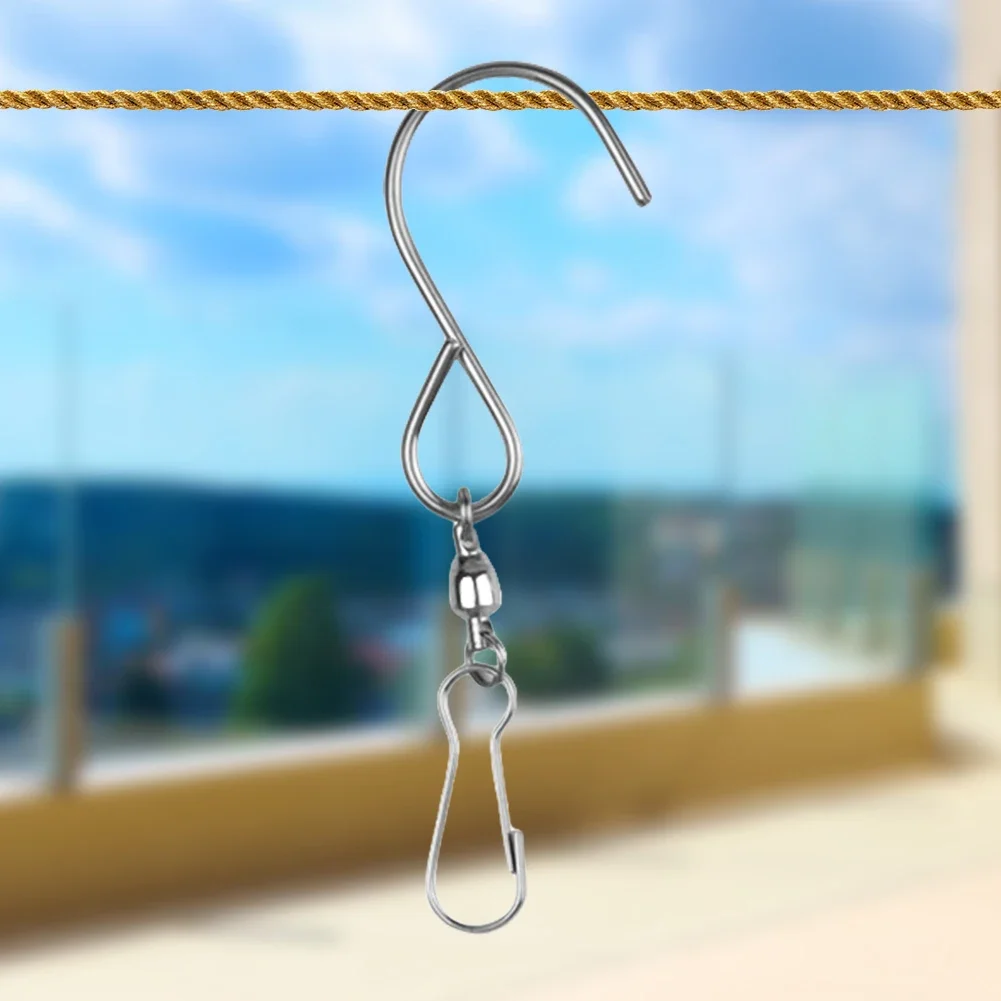 10/20 قطعة خطافات دوارة للرياح من الفولاذ المقاوم للصدأ خطاف شماعات دوارة S خطاطيف تعليق لتعليق مغازل الرياح