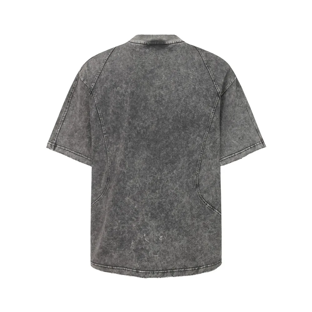 Cotton Frayed Neck Heavy Washed Thick Distressed T Shirts Oversize Goth Grunge T-shirt Summer Tops Tees Streetwear for Men Women