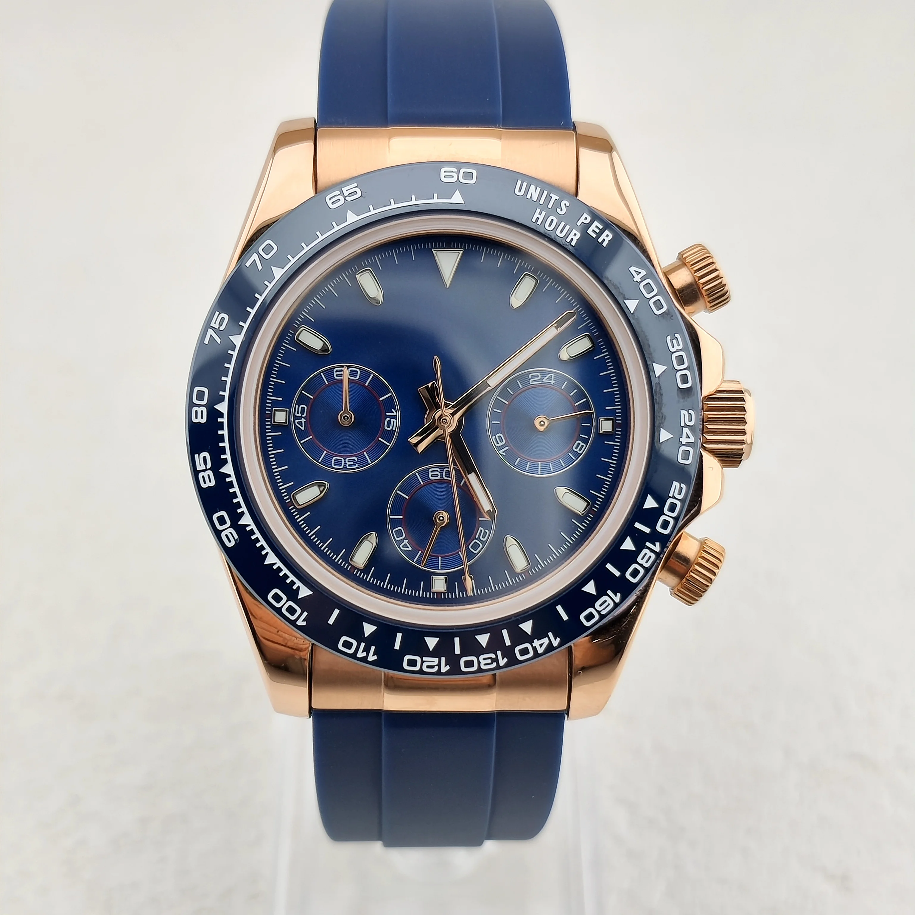 39MM Men's Watch VK63 Watch Three Eye Dial Sapphire Glass Stainless Steel Waterproof Case Quartz Watch Timetable NO logo Watch
