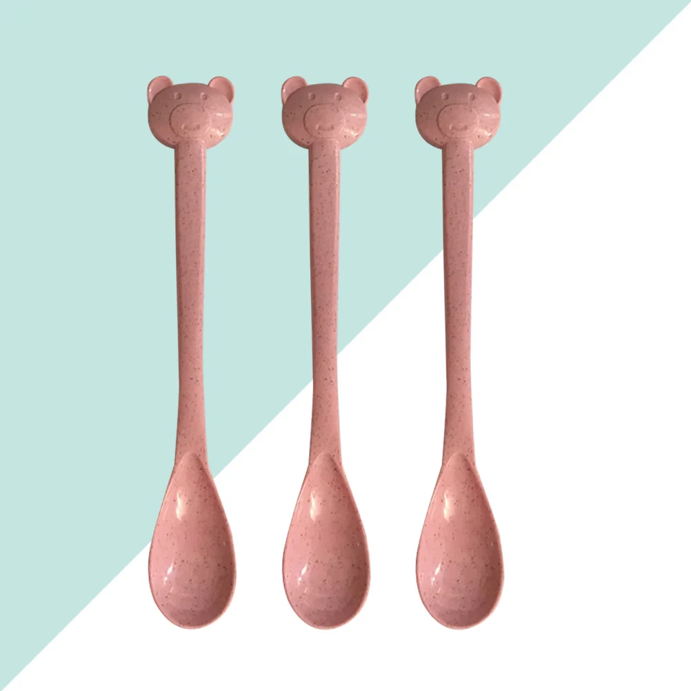 

20Pcs Plastic Spoons Bear Shape for Ice Cream Coffee Jam Sugar Condiments Baby Use Beige Plastic Ice Cream Scoop