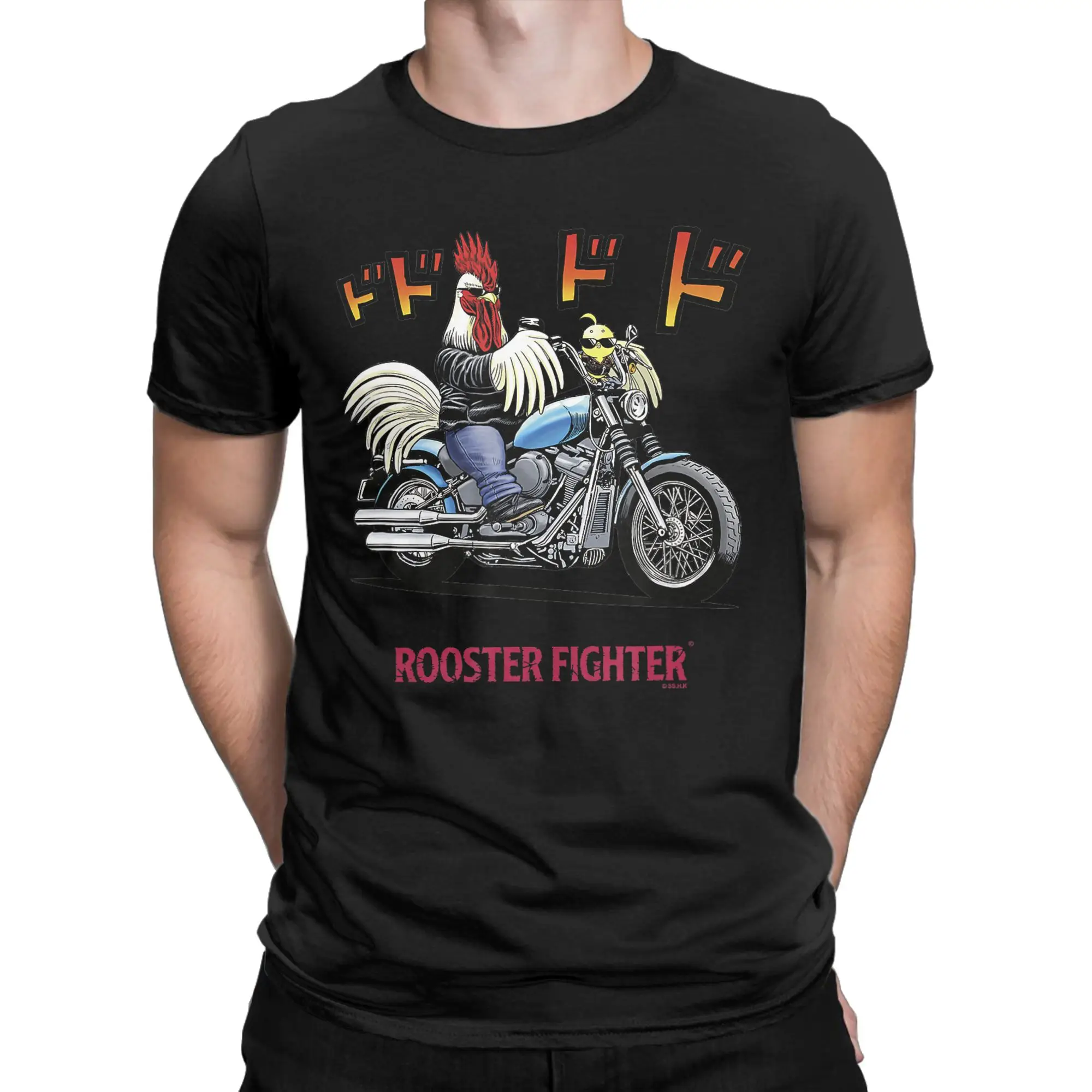 Rooster Fighter Keiji Kanji Motorcycle Ride Side Shot Men Casual Tee Shirt Short Sleeve Round Collar T-Shirts Summer Clothes view 2
