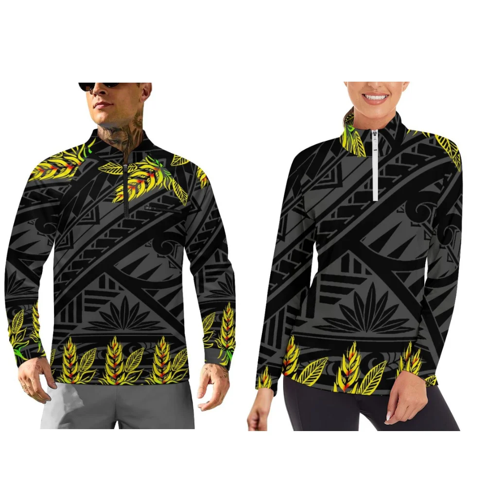 Customizable Polynesian Long-Sleeved Sportswear For Autumn And Winter Long-Sleeved Sports Couple Outfits