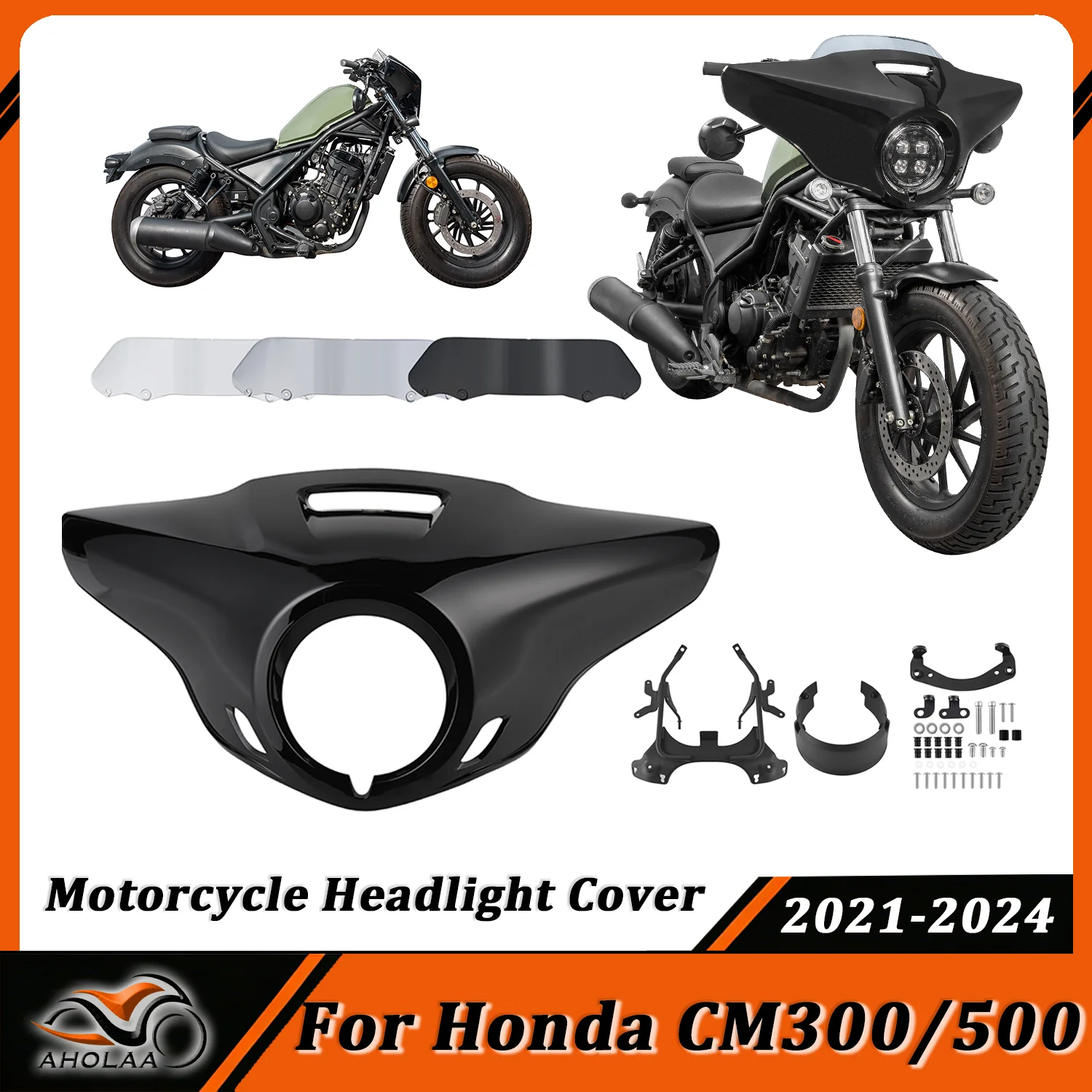 For Honda CM CMX 300 500 Front Headlight Cover Windscreen Windshield Headlamp Fairing Motorcycle Accessories 2021 2022 2023 2024