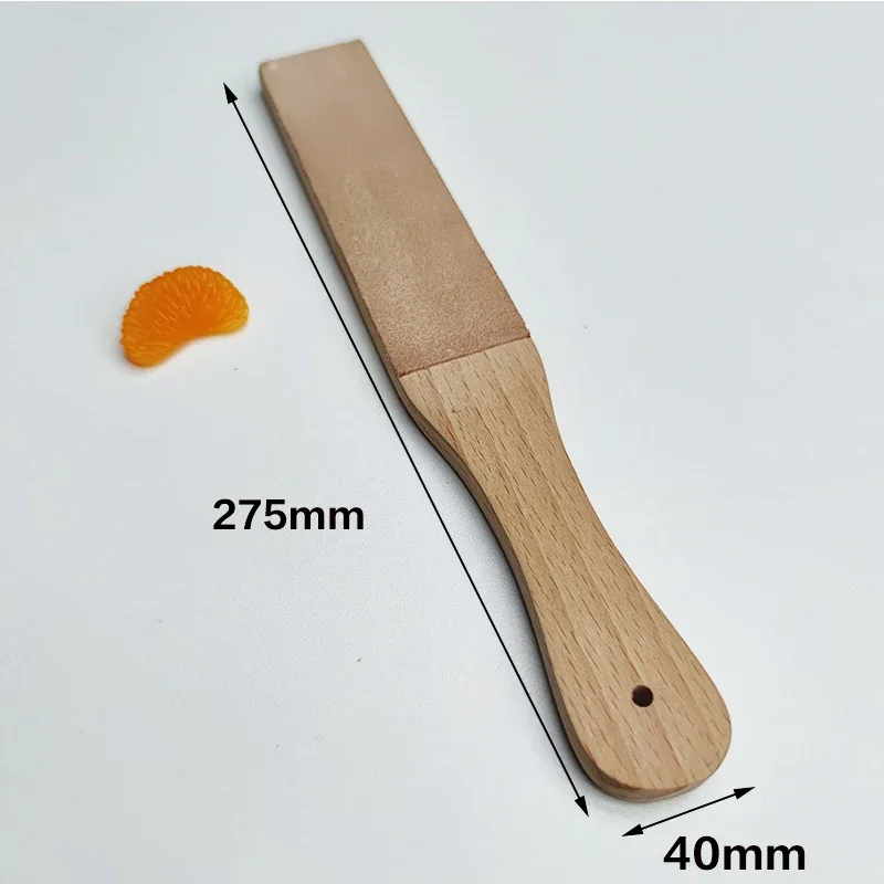 Handmade Wooden Handle Leather Sharpening Strop for Razor Knives - Double Sided Home Sharpening Tool and Polishing Board