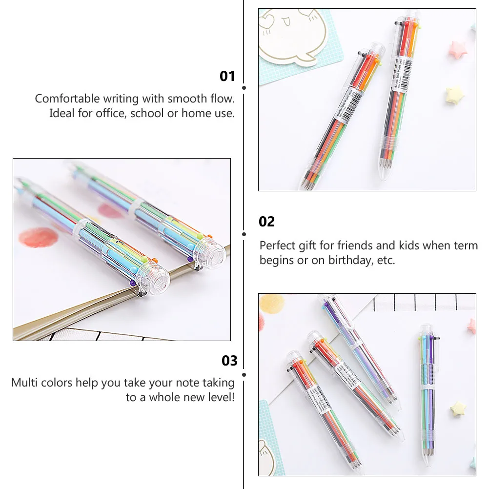 

12 шт. выдвижные шариковые ручки 0,7 мм, шесть цветов, разноцветные ручки для заметок, рисования, офисные школьные канцелярские принадлежности