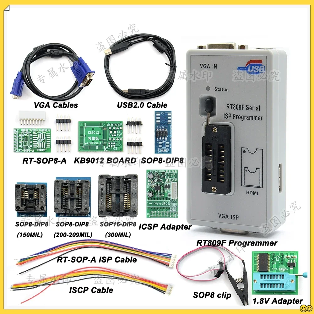 

2023 Newest 100% Original RT809F Serial ISP Programmer with Full adapters +EDID cable +ICSP bios Universal Programmer