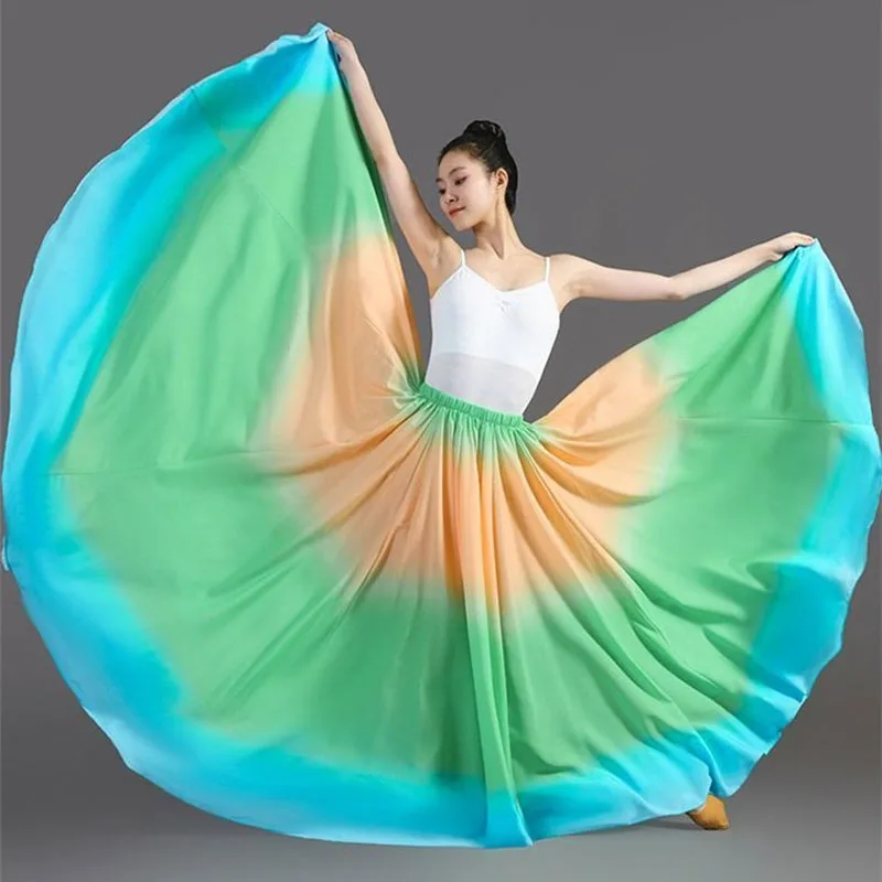 2026 NEW Women Half Skirt Fashion Dance 180 360 540 720 Degrees Chiffon Large Swing Skirt Chinese Style Costume Ethnic Clothing