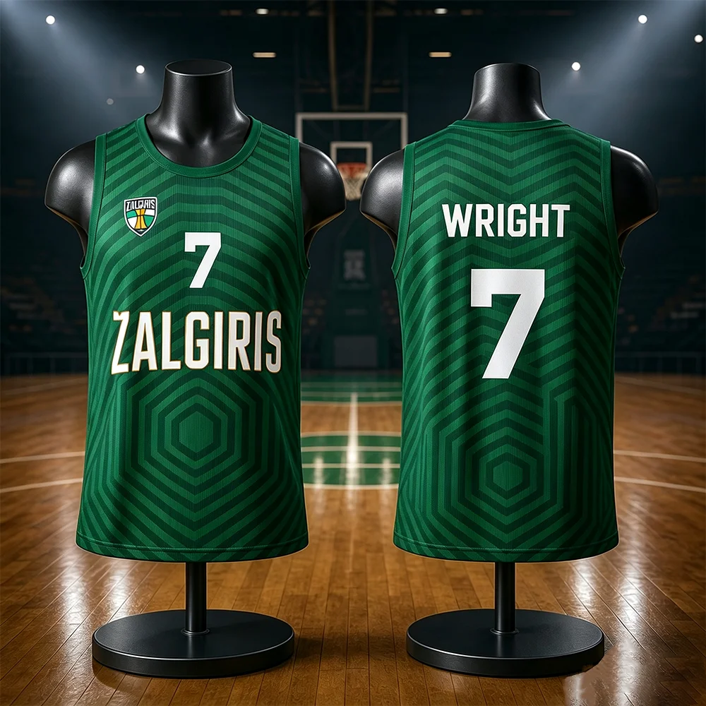 Litauen Unisex Žalgiris Kaunas Basketball-Trikot Weste Schnelltrocknende Sport-Trainingsweste für Kinder Spezielle Spieltag-Ausrüstung – Detail 3