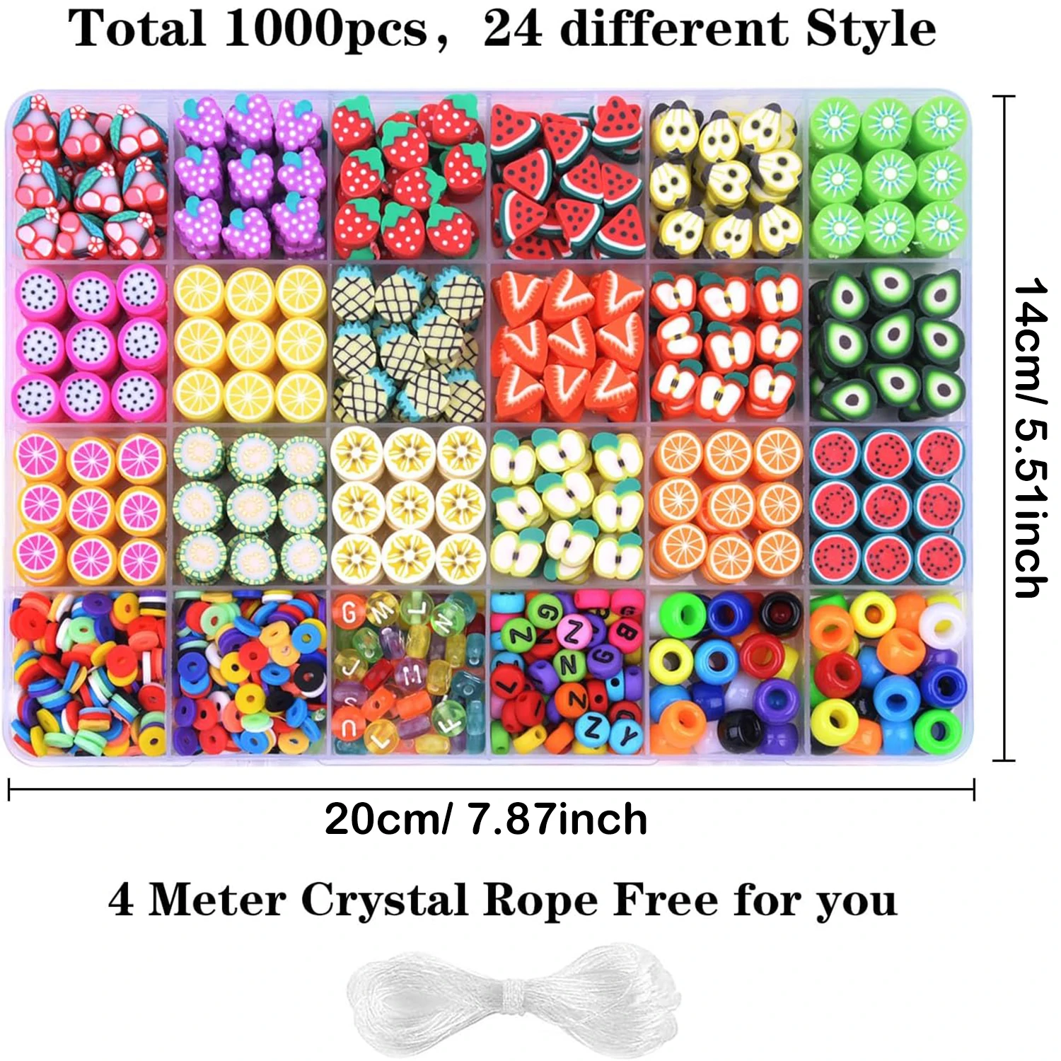 800pcs fruit series DIY polymer clay bracelet making set, 24 different patterns, is the best choice for gifts