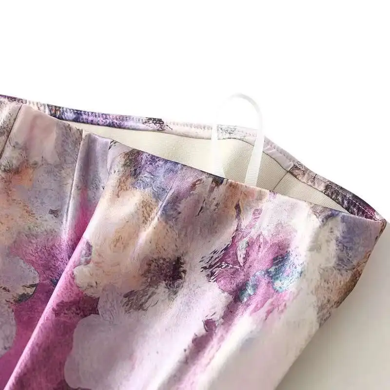 Novo em mulheres primavera verão floral impressão cetim saias longas 2025 na moda cintura alta elegante faldas