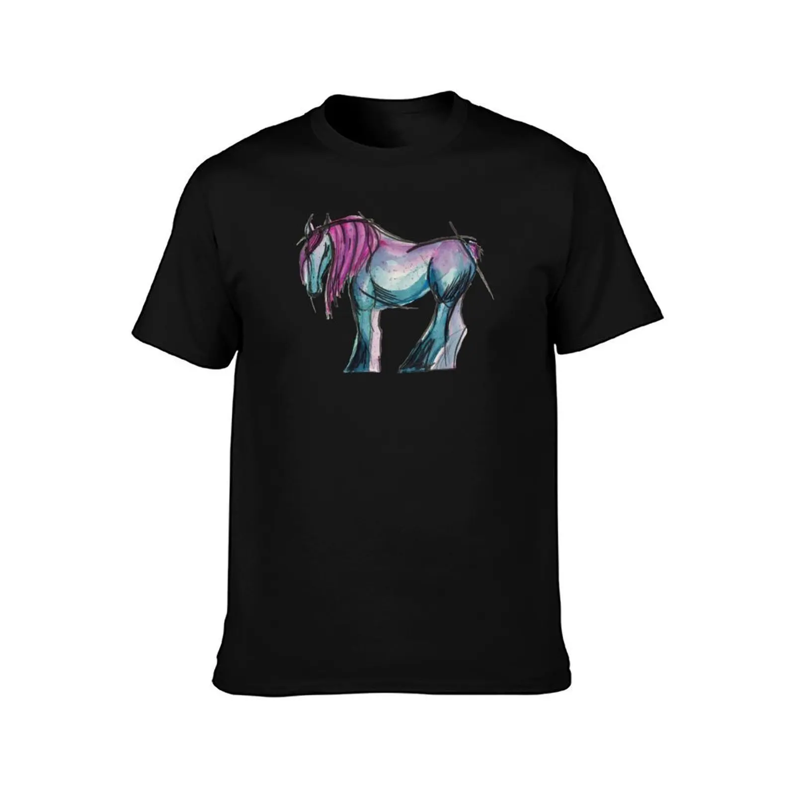 Belgian Draft Horse boldwatercolor sketch T-Shirt Plus Size Loose Short Sleeve Top T-Shirt