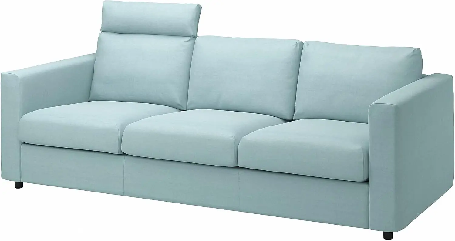 Bezug für 3-Sitzer-Sofa, mit Kopfstütze/Saxemara hellblau