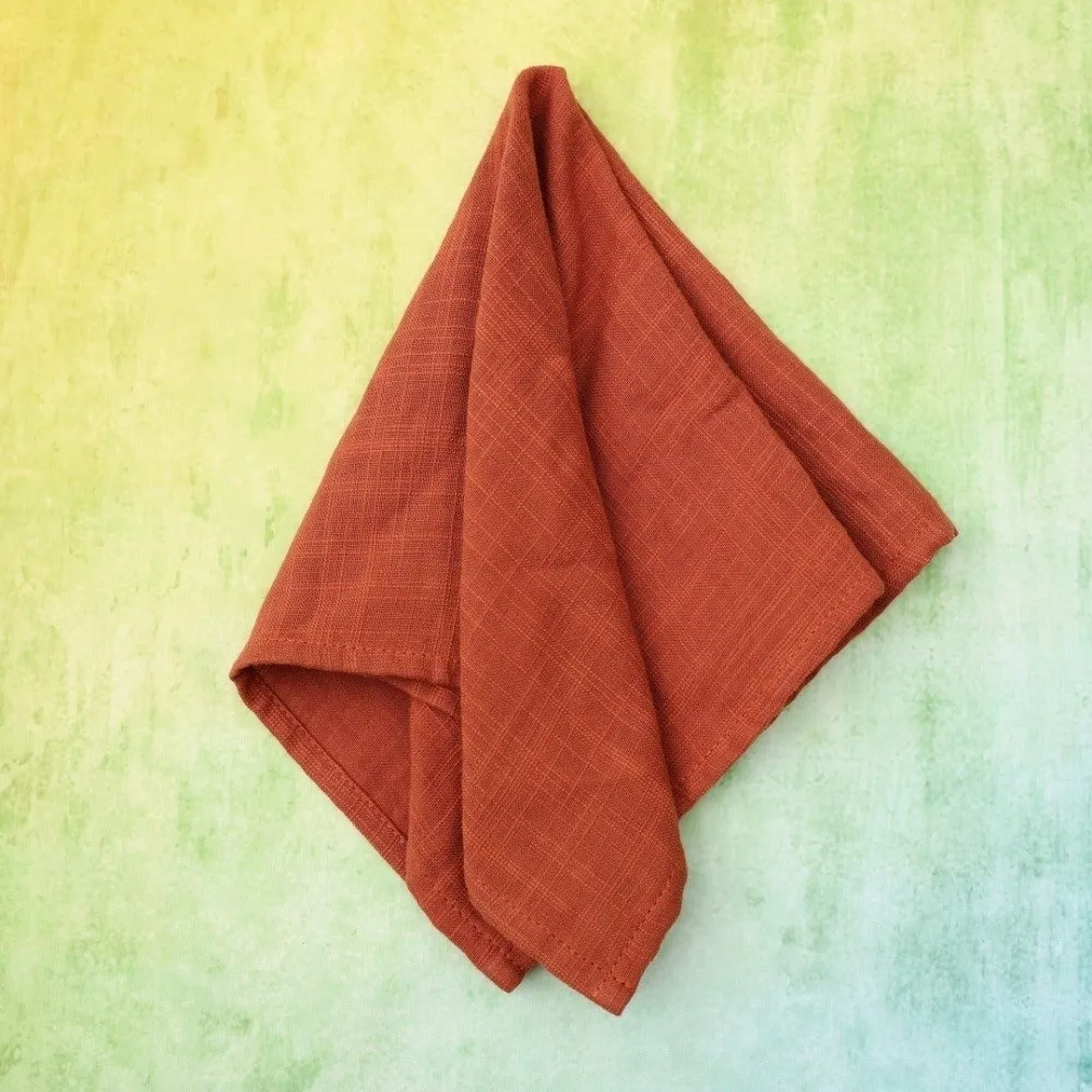 2PCS Village Style Bamboo Cotton Napkins Thicken Double Layer Tea Towel Textured Fabric Eco-Friendly Table Towels Tea Time